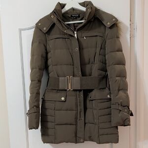 Morgan De Toi Olive Quilted Belted Puffer Coat